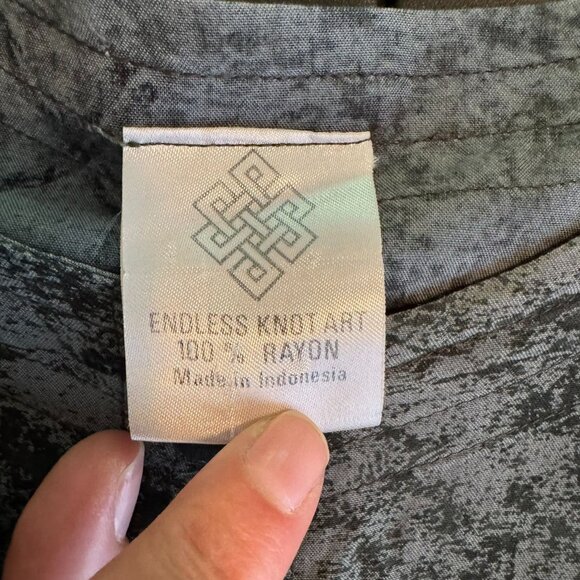 Women's Green & Black Tie-Dyed Lagenlook Maxi Dress, Button-Front, Boho Dress - Picture 6 of 8